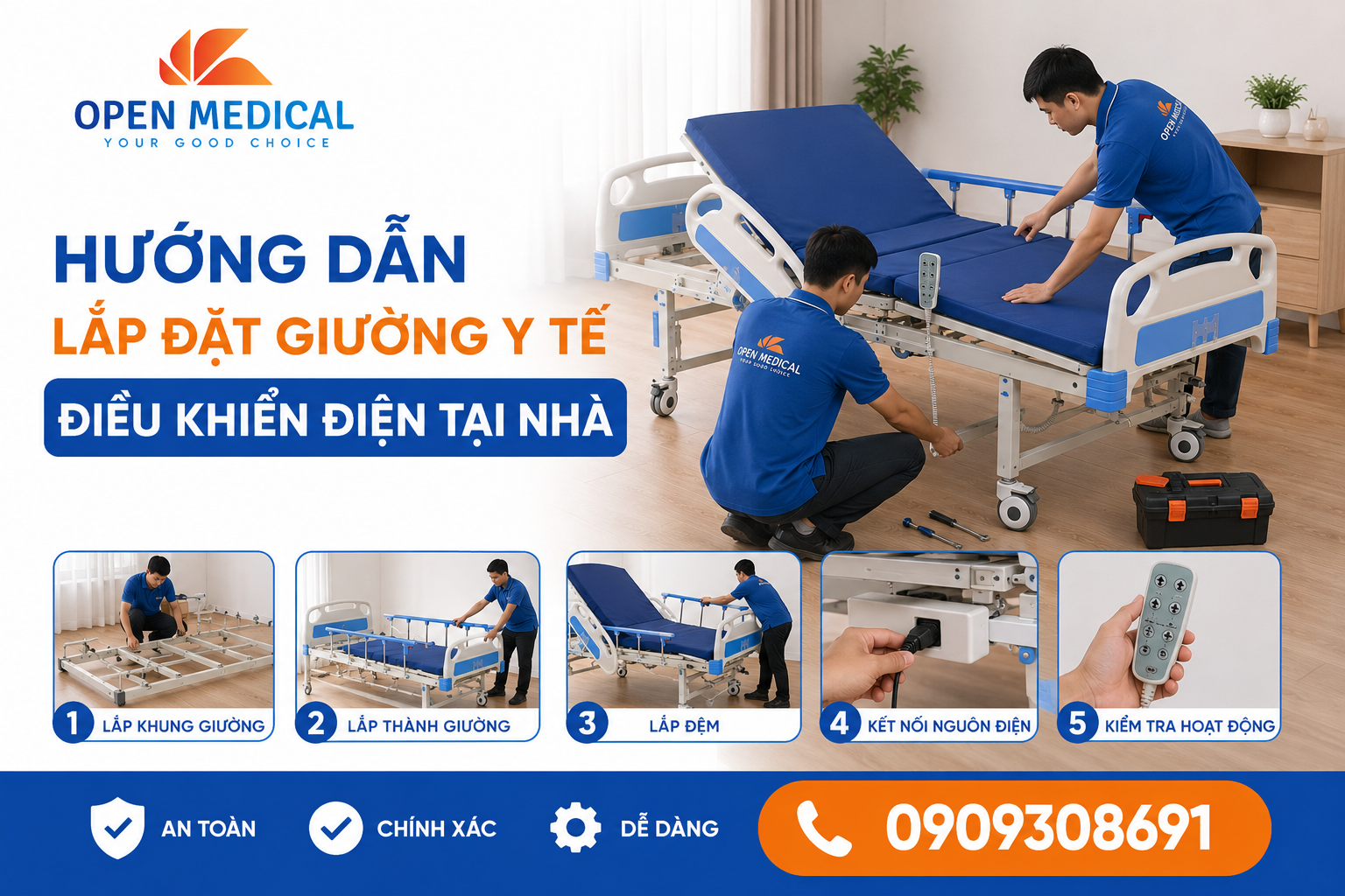 Hướng dẫn lắp đặt giường y tế điều khiển điện tại nhà: 3 Mẹo An Tâm